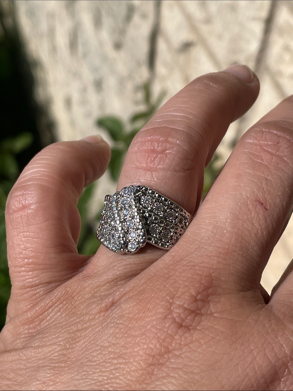 Sparkling Pavé Silver Stone Ring  Crystal Size 6